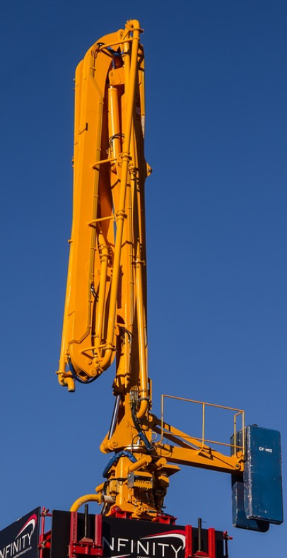 this image shows concrete pump truck in fremont, california